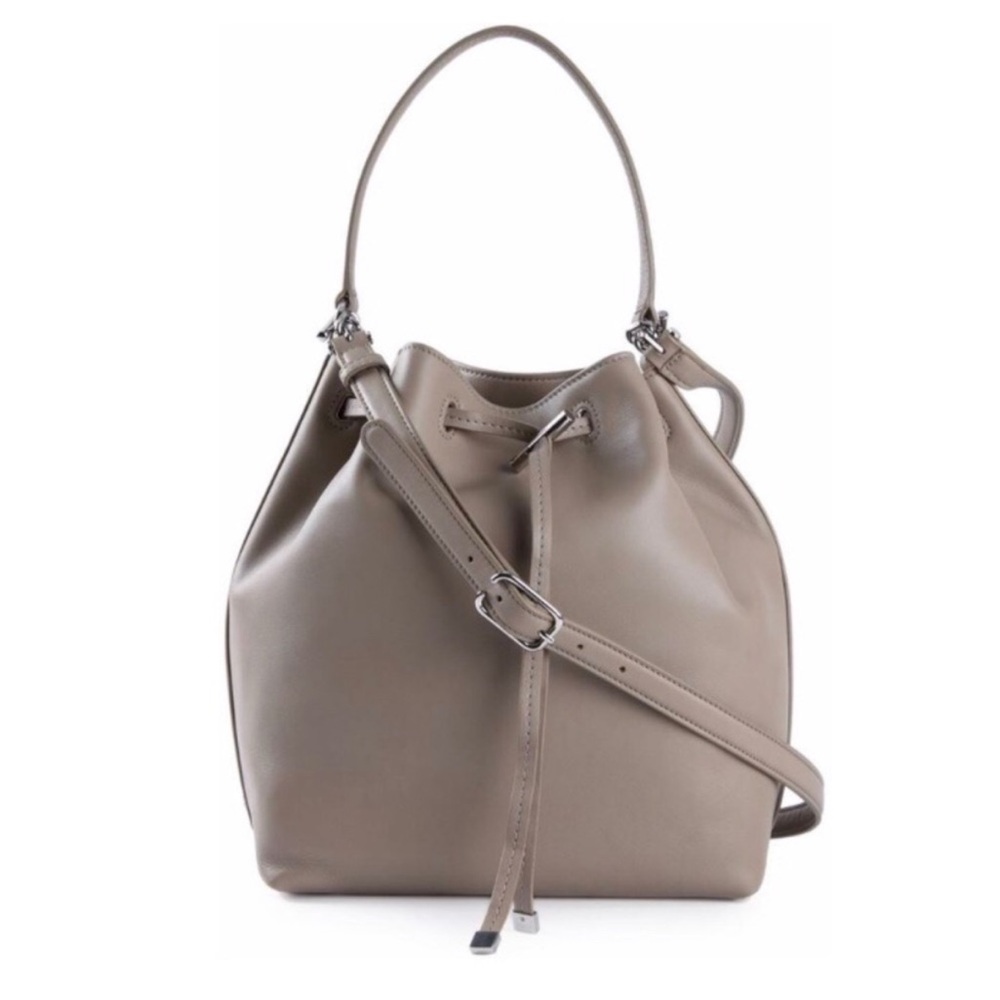 Tory Burch Taupe Leather Drawstring Shoulder Bag